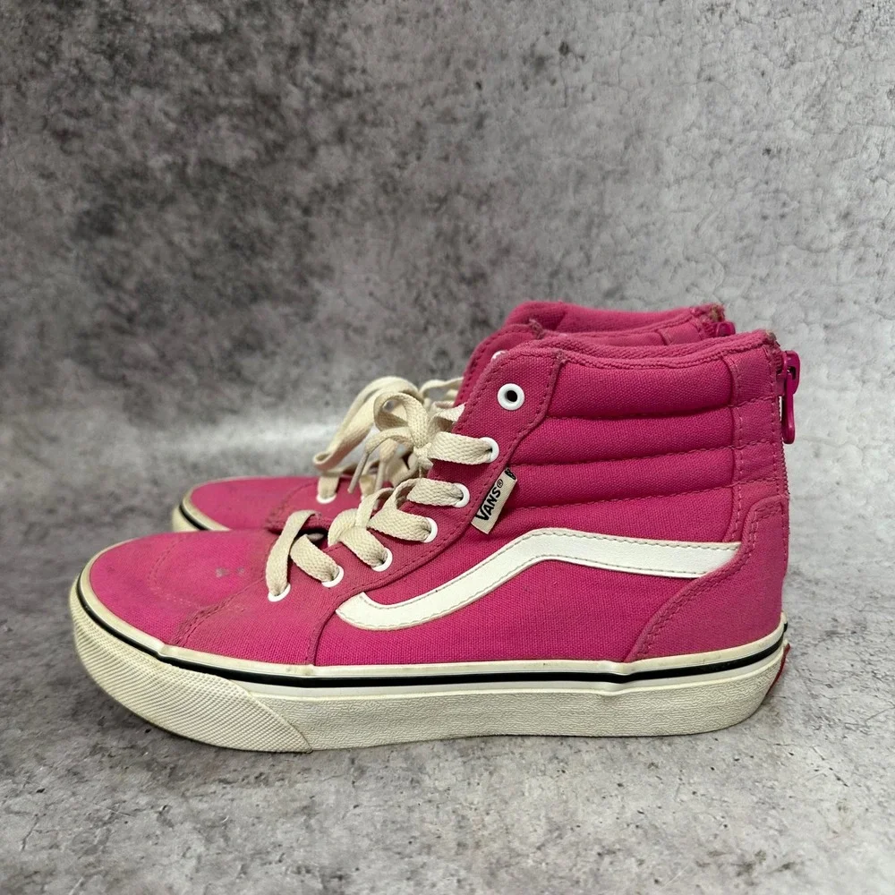 Vans Sk8-Hi Zip Kids Size 3.0 Pink High Top Skate Shoes Canvas Back Zip Sneaker